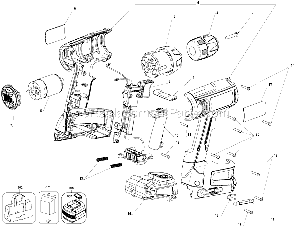Page A Diagram and Parts List for BDGL1440 Type 1 Black and Decker Electric Drill